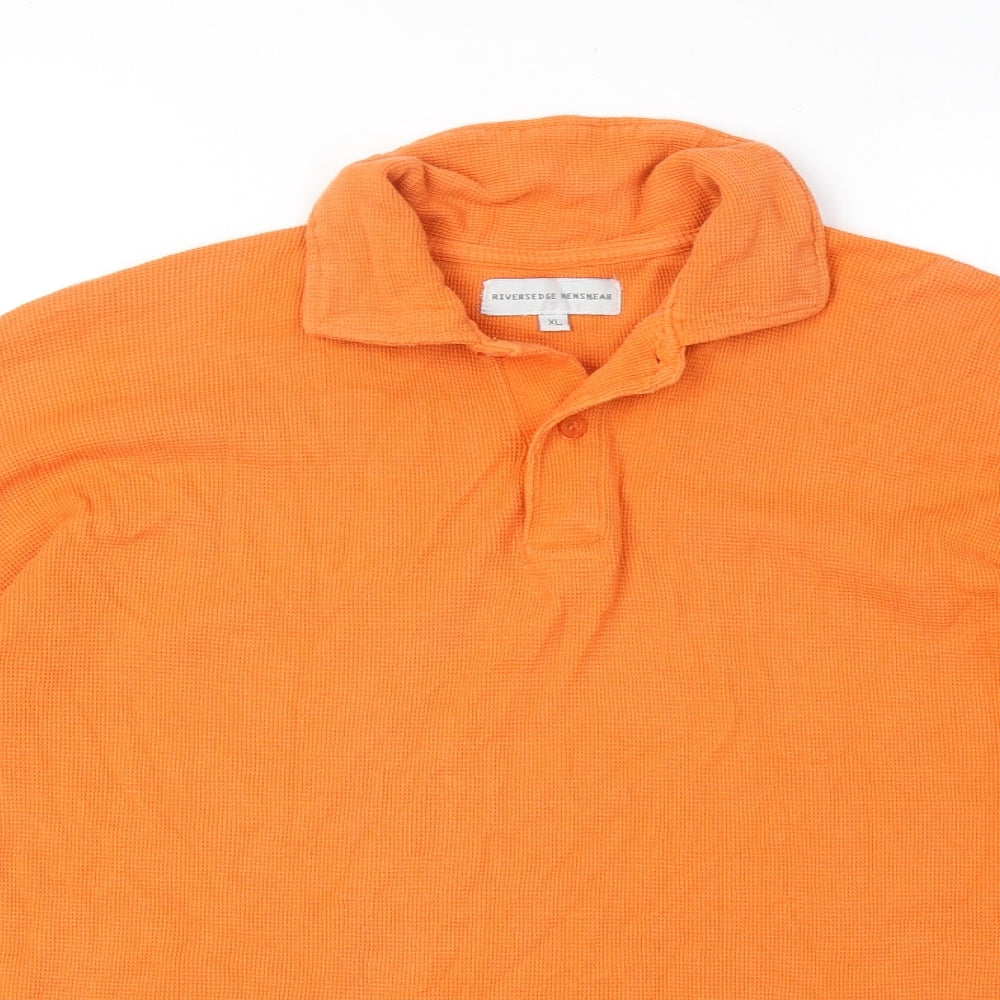 Riversedge Mens Orange 100% Cotton Polo Size XL Collared Pullover