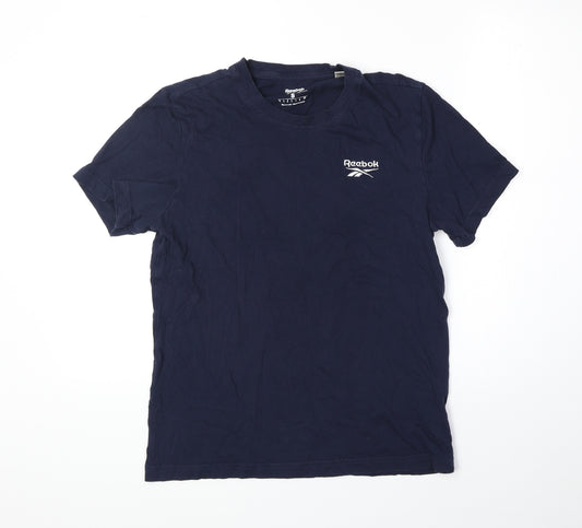 Reebok Mens Blue Polyester T-Shirt Size S Round Neck