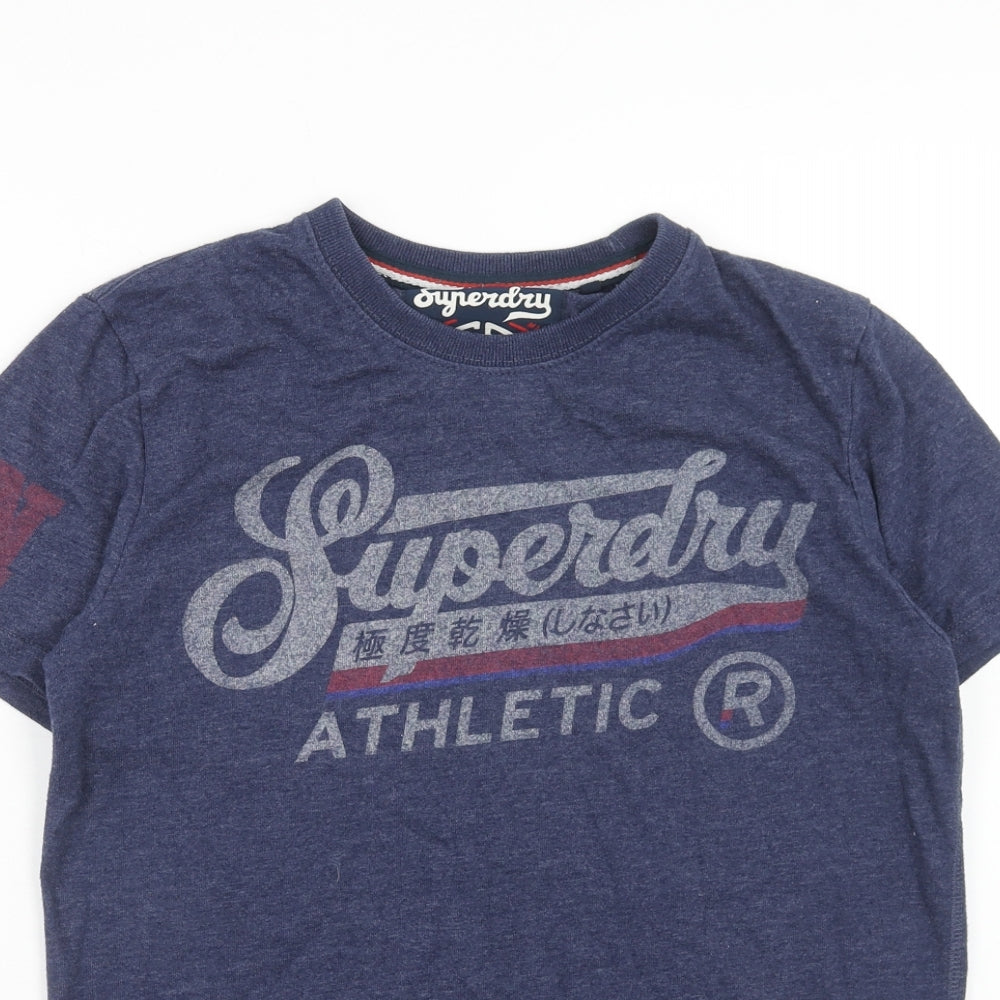 Superdry Mens Blue Polyester T-Shirt Size S Round Neck