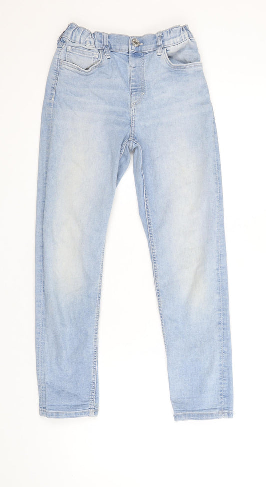 H&M Boys Blue Cotton Straight Jeans Size 10 Years Regular Snap