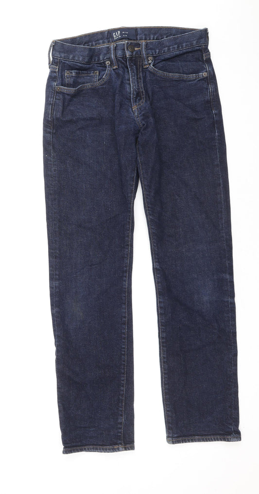 Gap Mens Blue Cotton Straight Jeans Size 29 in Slim Zip