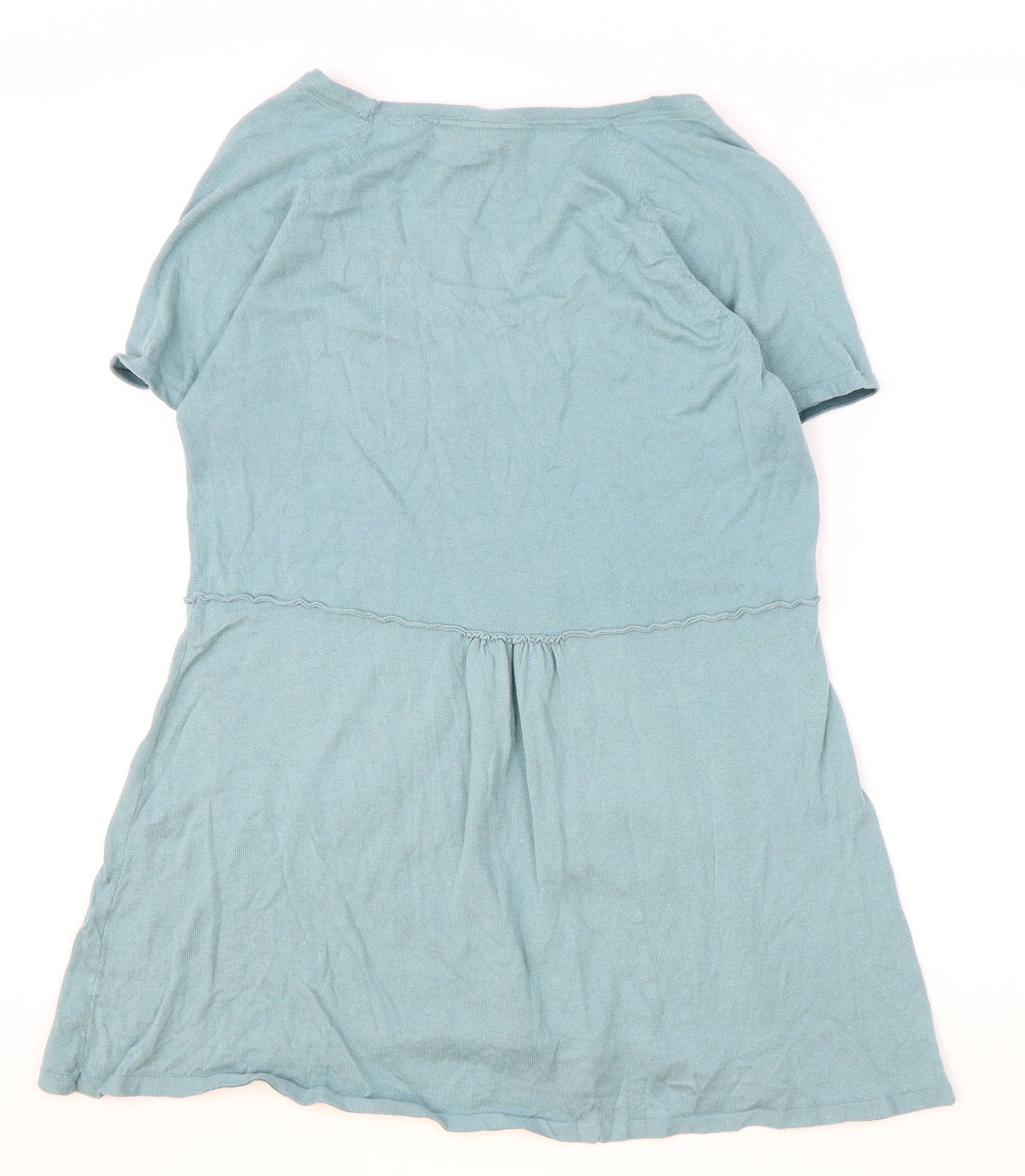 Mistral Womens Blue 100% Cotton Tunic Blouse Size 14 Scoop Neck