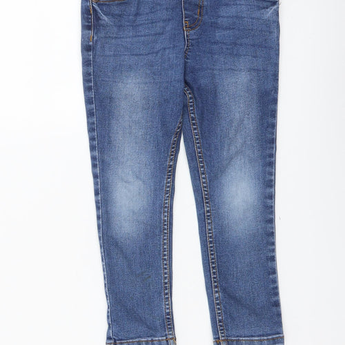 Denim & Co. Girls Blue Cotton Skinny Jeans Size 4-5 Years Regular Button