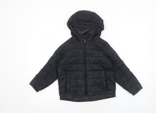 Freedom Trail Boys Black Quilted Jacket Size 5-6 Years Zip