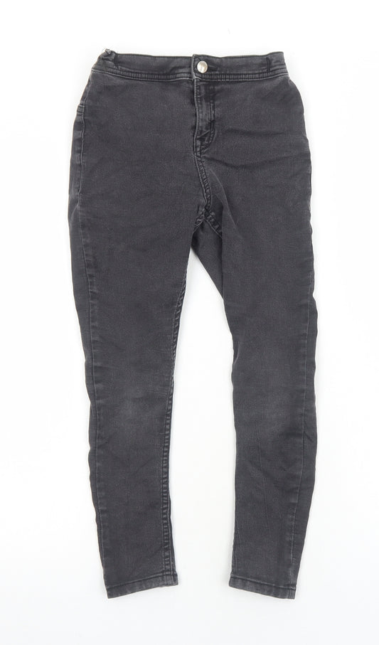 F&F Girls Grey Cotton Skinny Jeans Size 9-10 Years Regular Zip