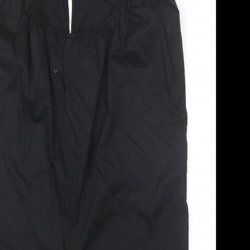 Zara Womens Black 100% Cotton Playsuit One-Piece Size M Tie