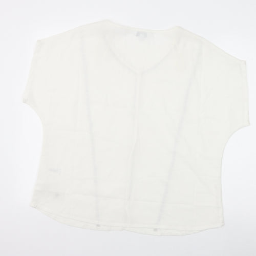 Nightingales Womens White Polyester Basic Blouse Size 16 V-Neck