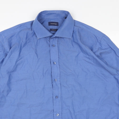 Taylor & Wright Mens Blue Cotton Button-Up Size 16.5 Collared Button