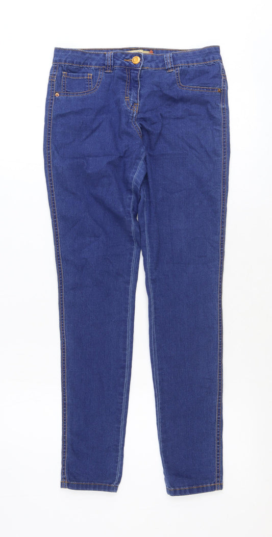 New Look Girls Blue Cotton Skinny Jeans Size 14 Years Regular Zip