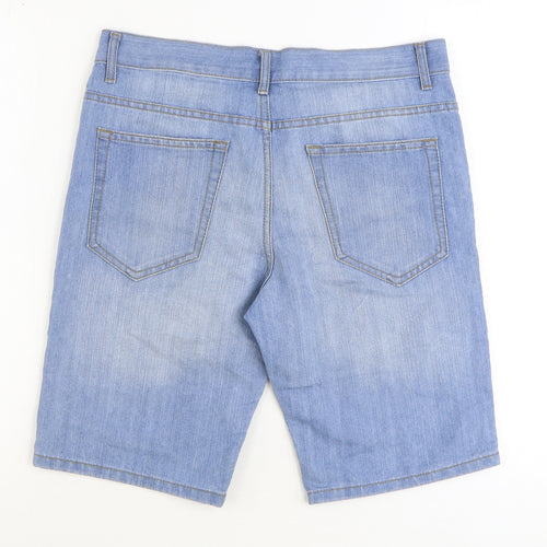 Denim & Co. Mens Blue Cotton Biker Shorts Size 32 in Regular Button