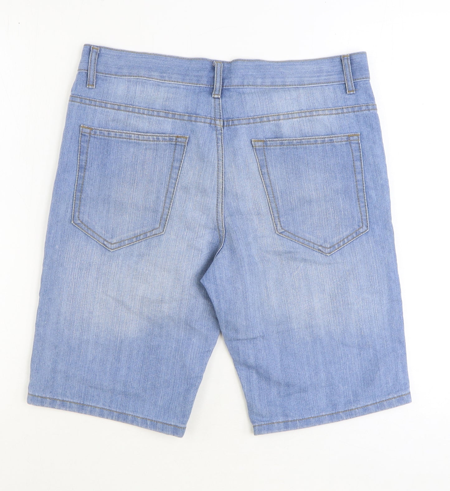 Denim & Co. Mens Blue Cotton Biker Shorts Size 32 in Regular Button