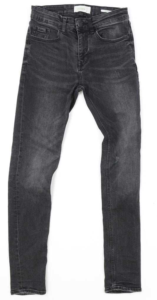 Pull&Bear Mens Black Cotton Skinny Jeans Size 29 in Regular Zip