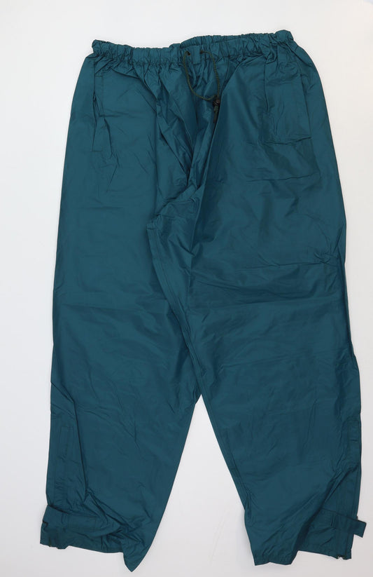 High Country Mens Green Nylon Rain Trousers Trousers Size L Regular Tie