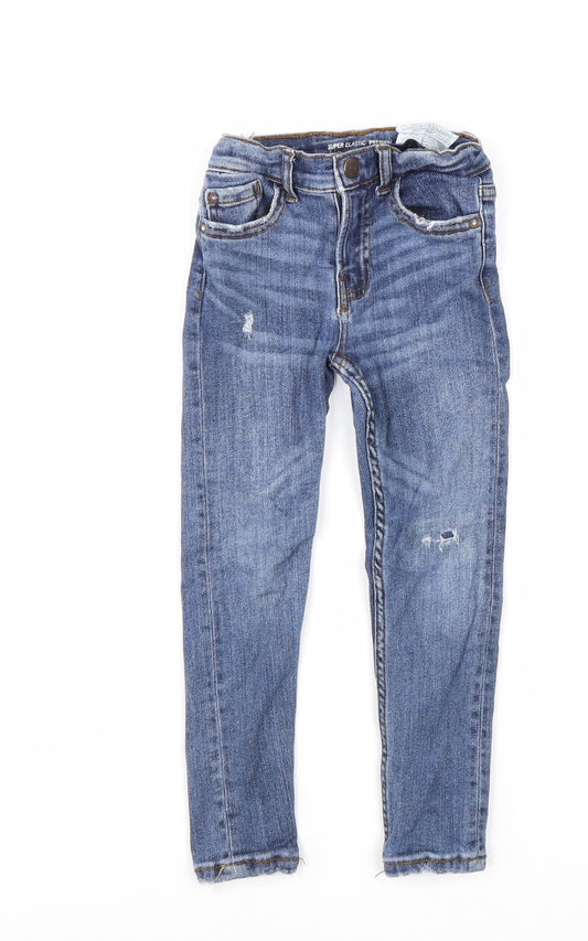 Zara Girls Blue Cotton Skinny Jeans Size 6 Years Regular Zip