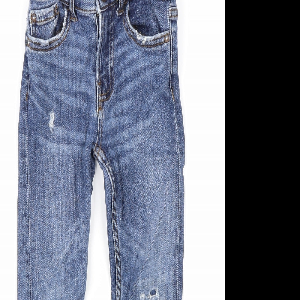 Zara Girls Blue Cotton Skinny Jeans Size 6 Years Regular Zip