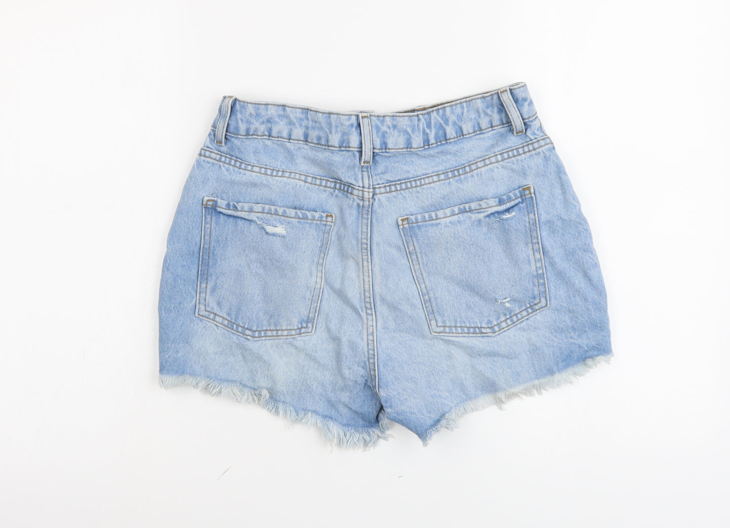 Denim & Co. Womens Blue Cotton Cut-Off Shorts Size 10 L3 in Regular Button - Distressed