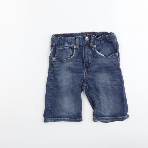 H&M Boys Blue Cotton Bermuda Shorts Size 5-6 Years Regular Zip