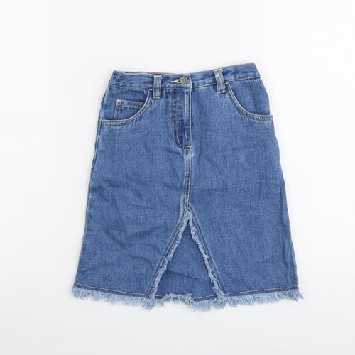 Ladybird Girls Blue Cotton Straight & Pencil Skirt Size 4-5 Years Regular Button