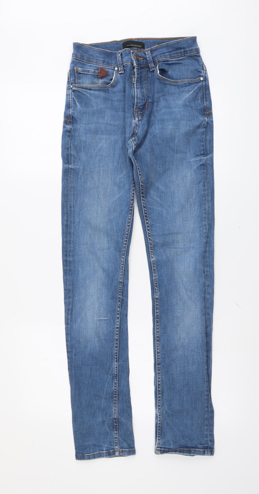 Zara Mens Blue Cotton Skinny Jeans Size M L32 in Regular Button