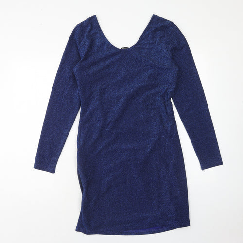 Body Flirt Womens Blue Polyester Bodycon Size M V-Neck Pullover