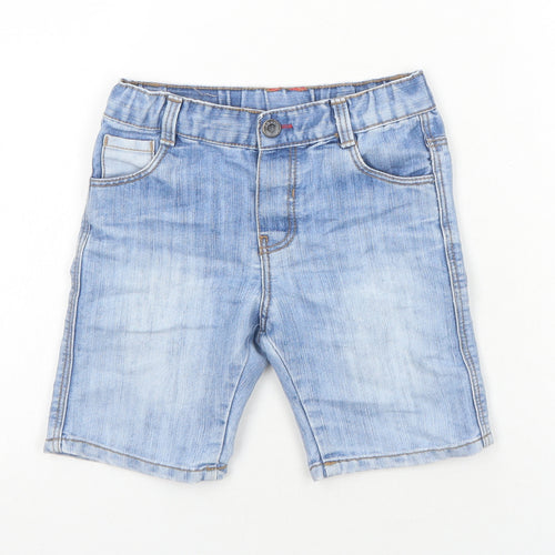 Preworn Boys Blue Cotton Bermuda Shorts Size 3-4 Years Regular Snap