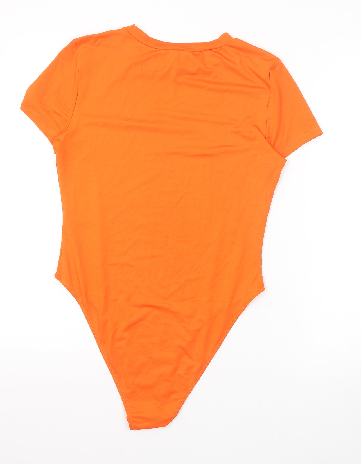 SheIn Womens Orange Polyester Bodysuit One-Piece Size L Snap