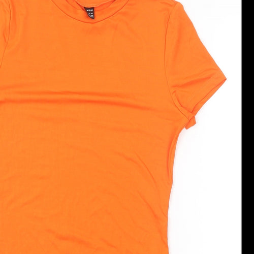 SheIn Womens Orange Polyester Bodysuit One-Piece Size L Snap