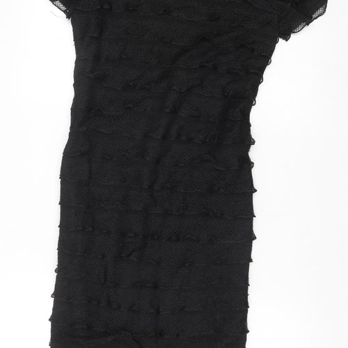 Glitz Womens Black Polyester Sheath Size 12 Round Neck Pullover
