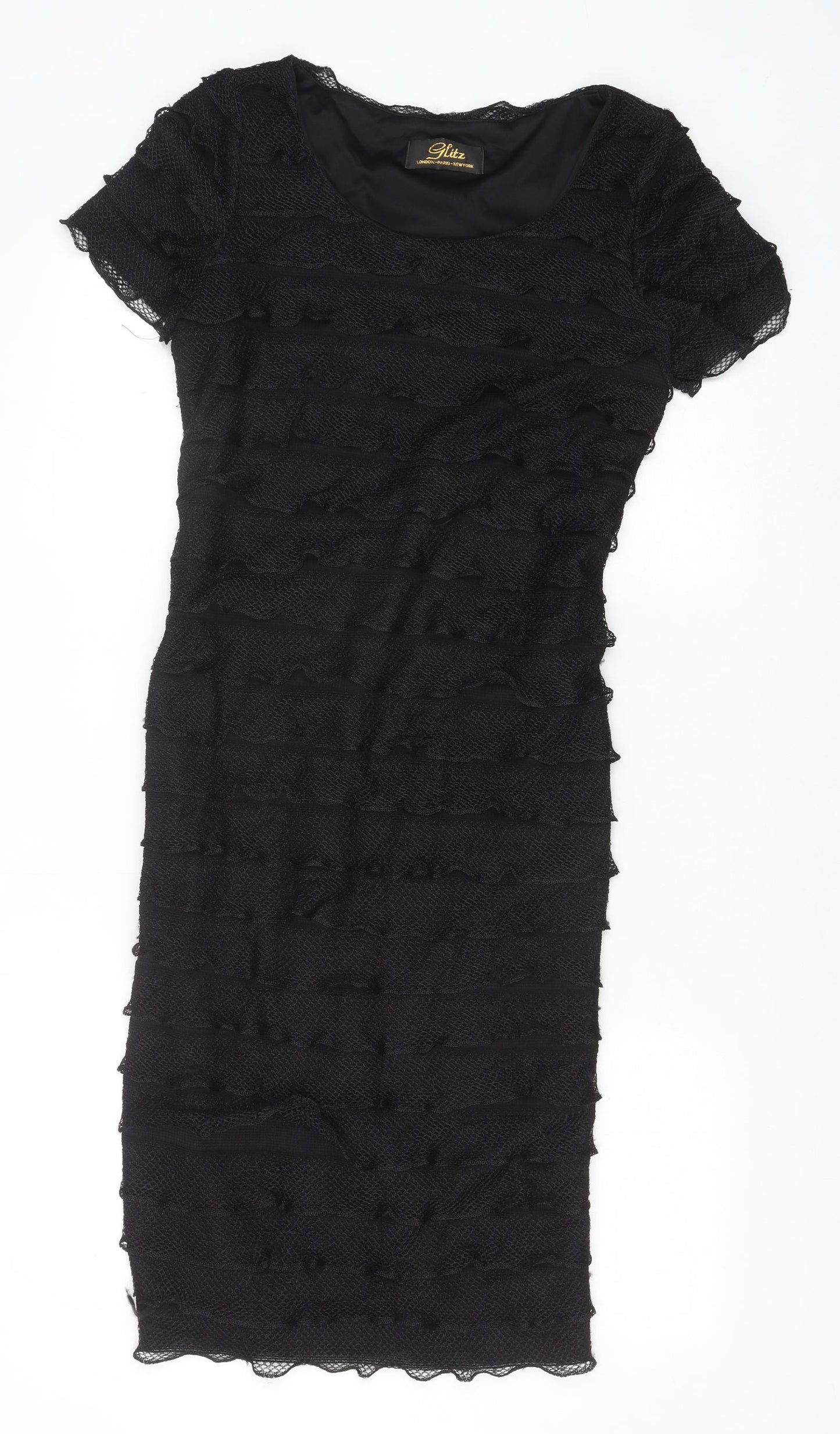 Glitz Womens Black Polyester Sheath Size 12 Round Neck Pullover