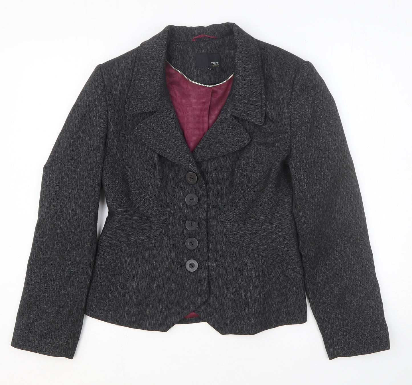 NEXT Womens Grey Geometric Polyester Jacket Blazer Size 12