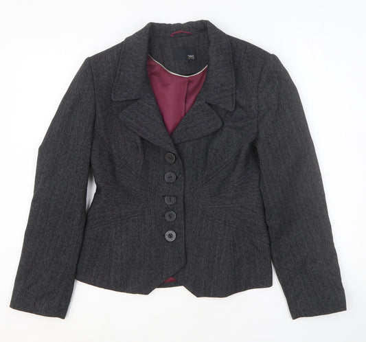 NEXT Womens Grey Geometric Polyester Jacket Blazer Size 12