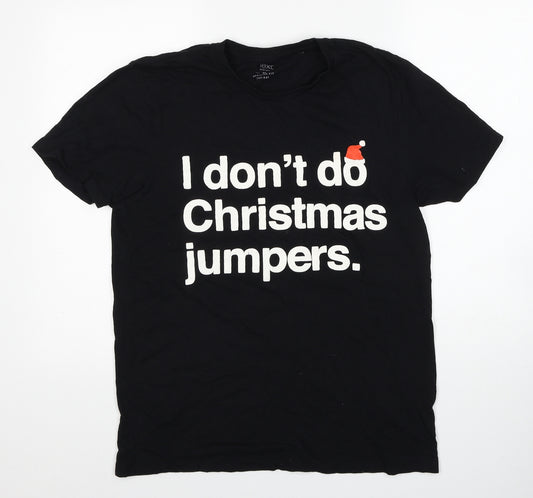 NEXT Mens Black Cotton T-Shirt Size M Round Neck - I Don't Do Christmas Jumpers