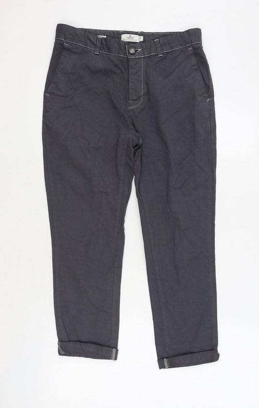 NEXT Mens Grey Cotton Chino Trousers Size 28 in Regular Button