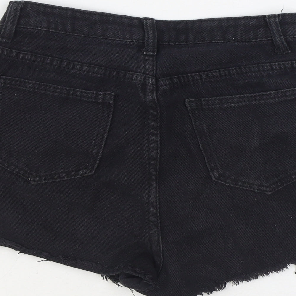 I SAW IT FIRST Womens Black Cotton Hot Pants Shorts Size 8 Regular Zip