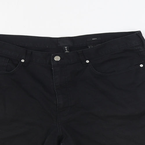H&M Mens Black Cotton Biker Shorts Size 34 in Slim Zip