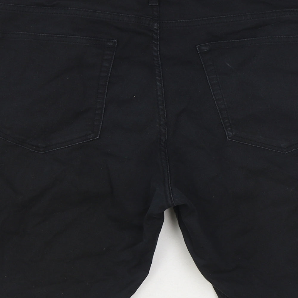 H&M Mens Black Cotton Biker Shorts Size 34 in Slim Zip