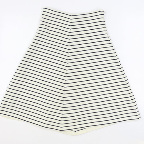Zara Knit Womens Ivory Striped Polyester A-Line Skirt Size M Zip