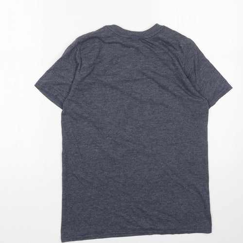 Gildan Mens Blue Cotton T-Shirt Size S Round Neck