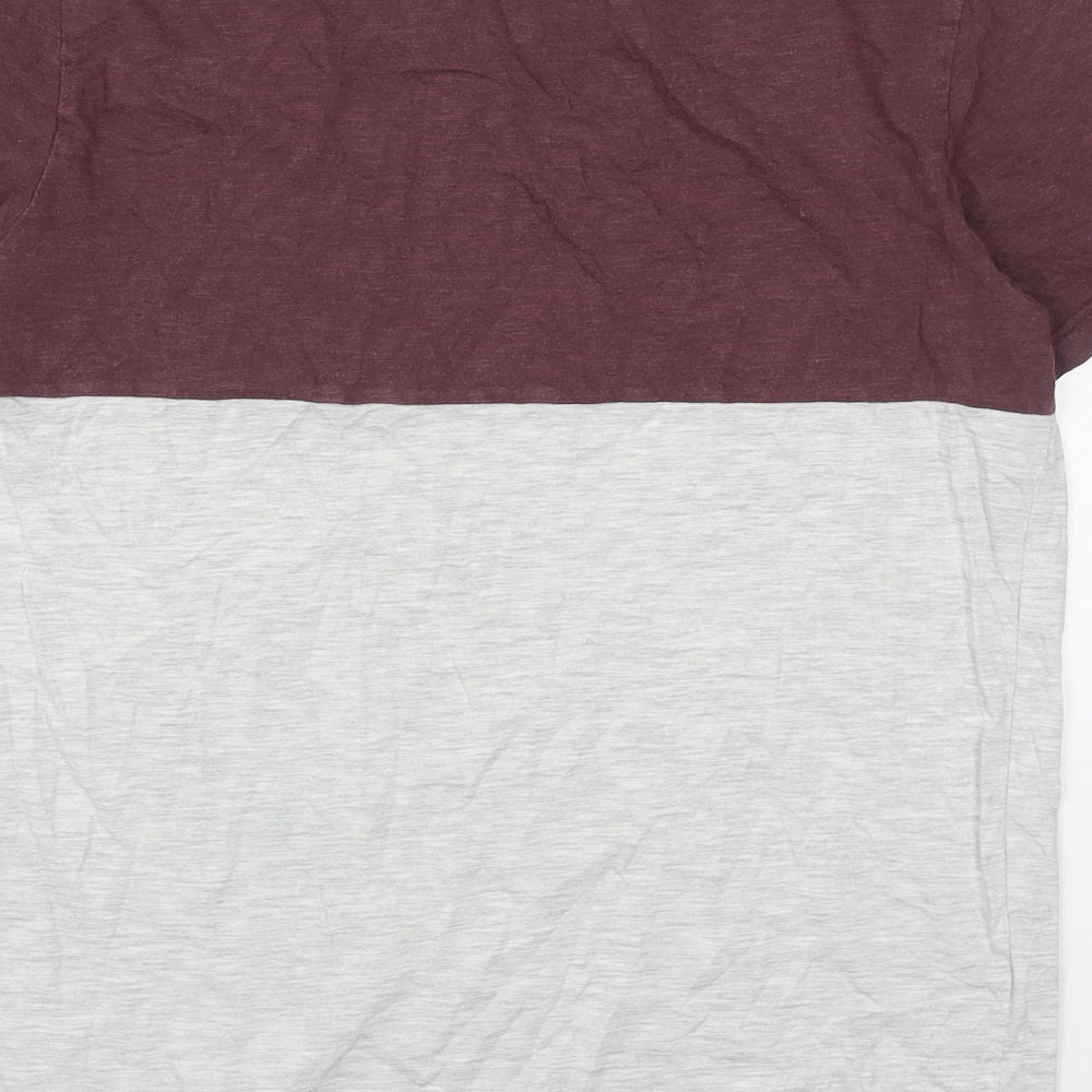 Topman Mens Grey Colourblock Cotton T-Shirt Size S Round Neck