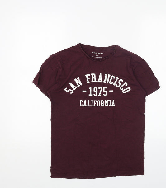 Primark Mens Red Cotton T-Shirt Size XS Round Neck - San Francisco