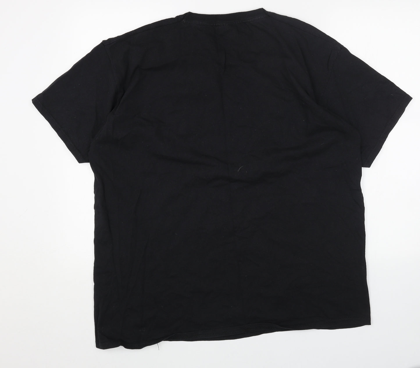 Fruit of the Loom Mens Black Cotton T-Shirt Size 2XL Round Neck - Mental Health Motorbike
