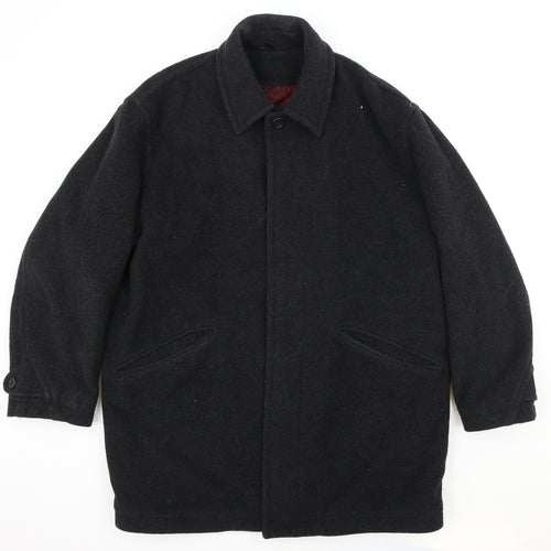 Baker Street Mens Black Overcoat Coat Size L Button