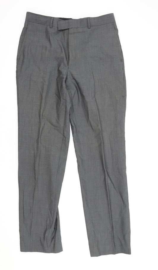 Chester Barrie Mens Grey Wool Dress Pants Trousers Size 34 in Regular Zip