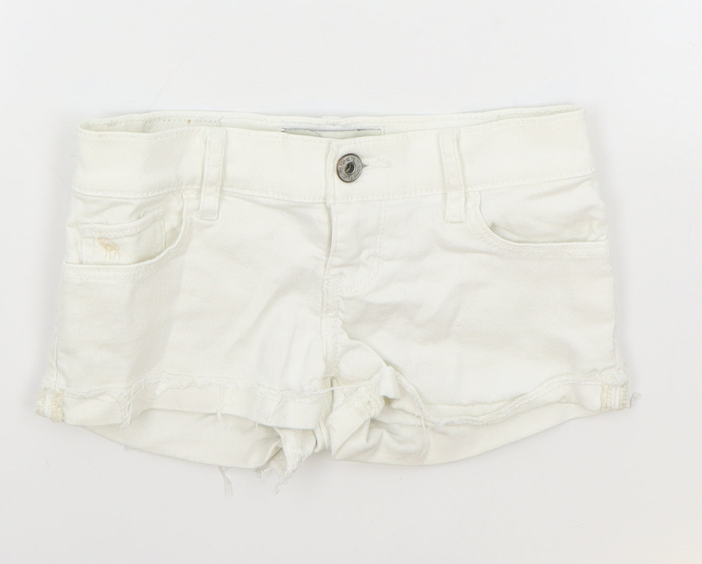 Abercrombie & Fitch Girls White Cotton Hot Pants Shorts Size 10 Years Regular Zip