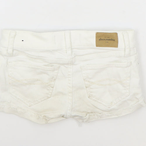 Abercrombie & Fitch Girls White Cotton Hot Pants Shorts Size 10 Years Regular Zip