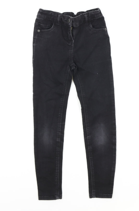 TU Girls Black Cotton Skinny Jeans Size 8 Years Regular Zip