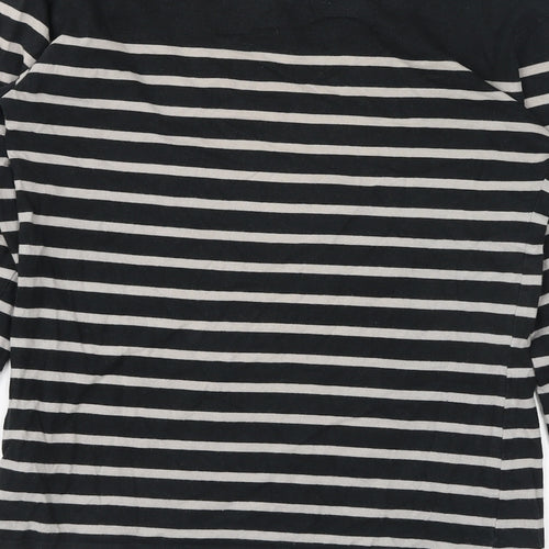 Seasalt Womens Black Striped Cotton Basic T-Shirt Size 6 Boat Neck