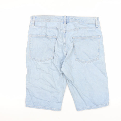 Topman Mens Blue Cotton Bermuda Shorts Size 32 in L10 in Regular Zip