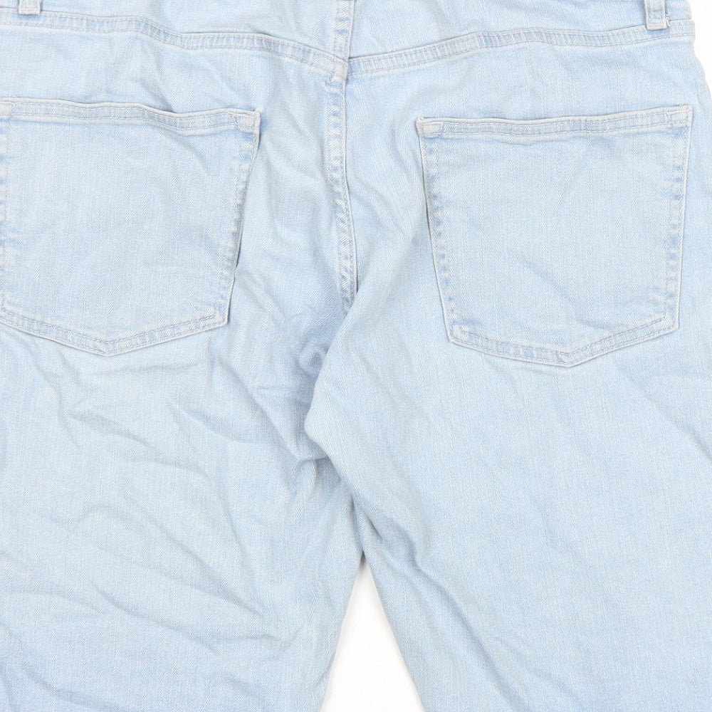 Topman Mens Blue Cotton Bermuda Shorts Size 32 in L10 in Regular Zip
