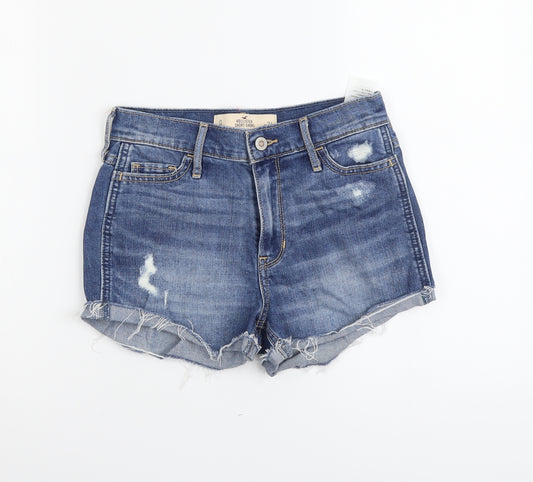 Hollister Womens Blue Cotton Cut-Off Shorts Size 24 in L3 in Regular Button